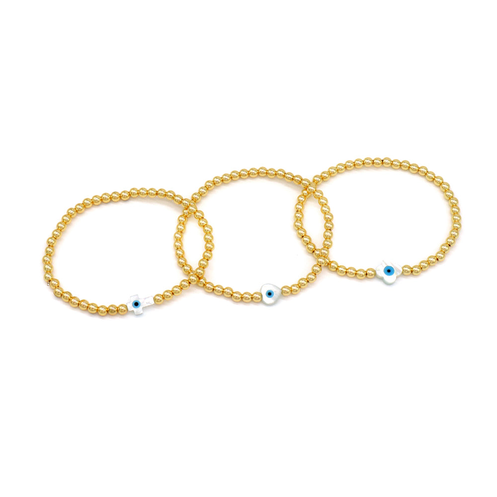 Handmade Customizable Brass Bracelet With Shell Charm