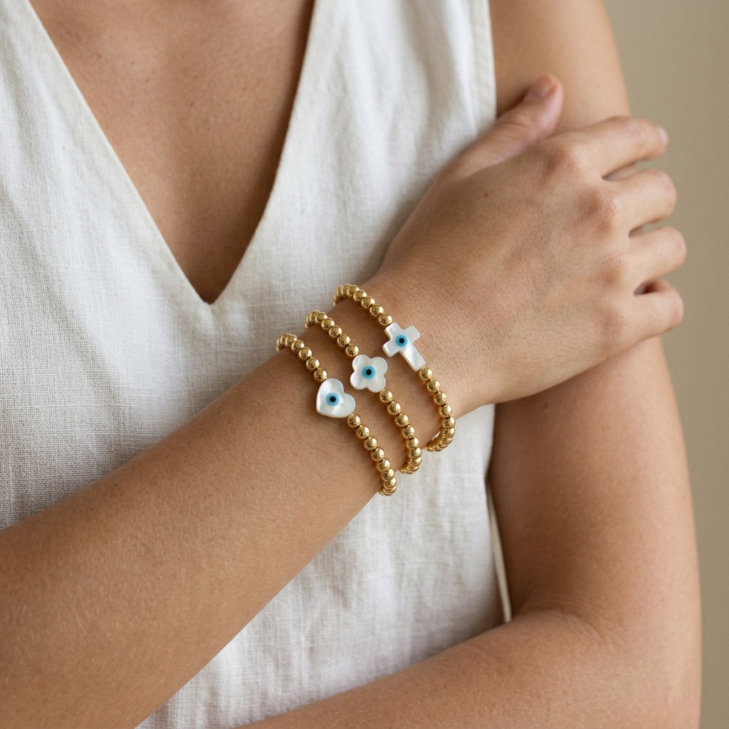 Handmade Customizable Brass Bracelet With Shell Charm