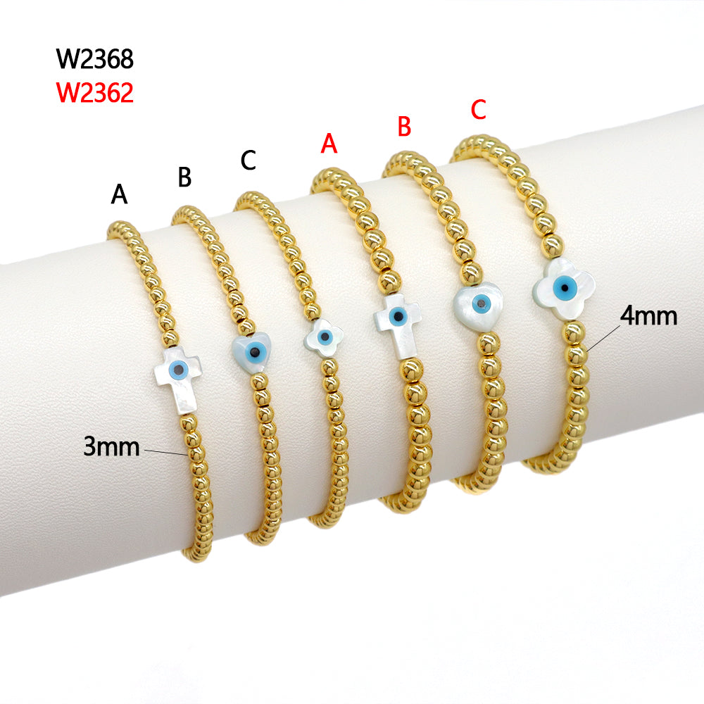 Handmade Customizable Brass Bracelet With Shell Charm