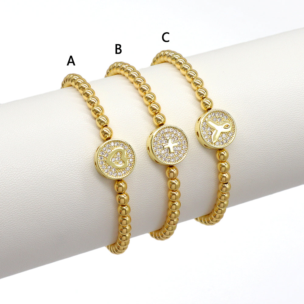 Handmade Customizable Brass Beads Bracelet With Brass Charms