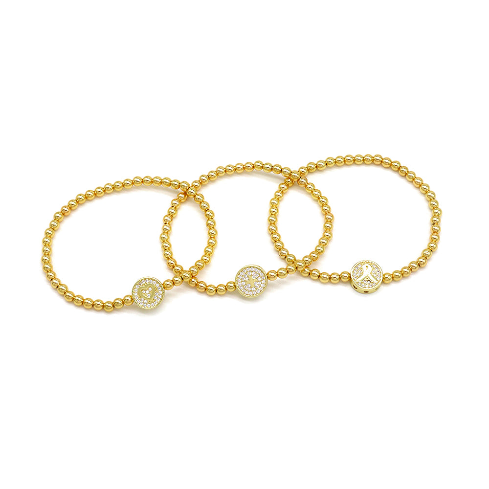 Handmade Customizable Brass Beads Bracelet With Brass Charms