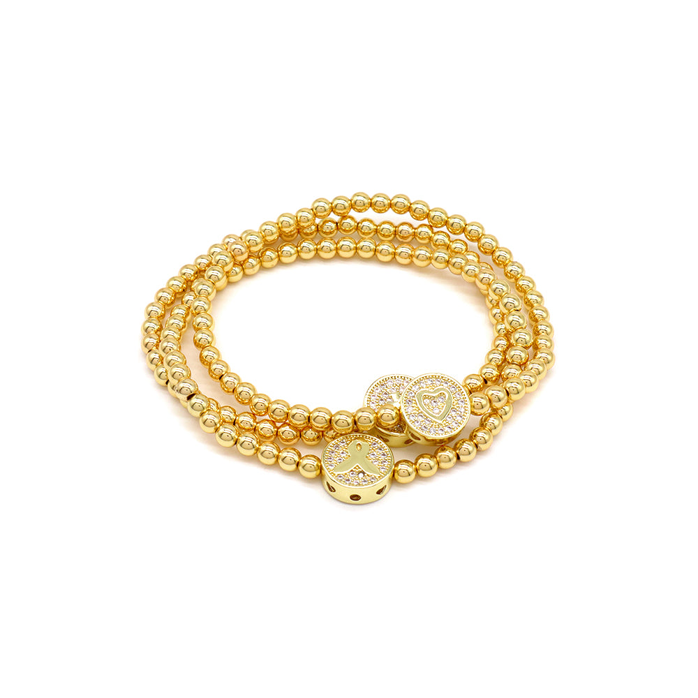 Handmade Customizable Brass Beads Bracelet With Brass Charms