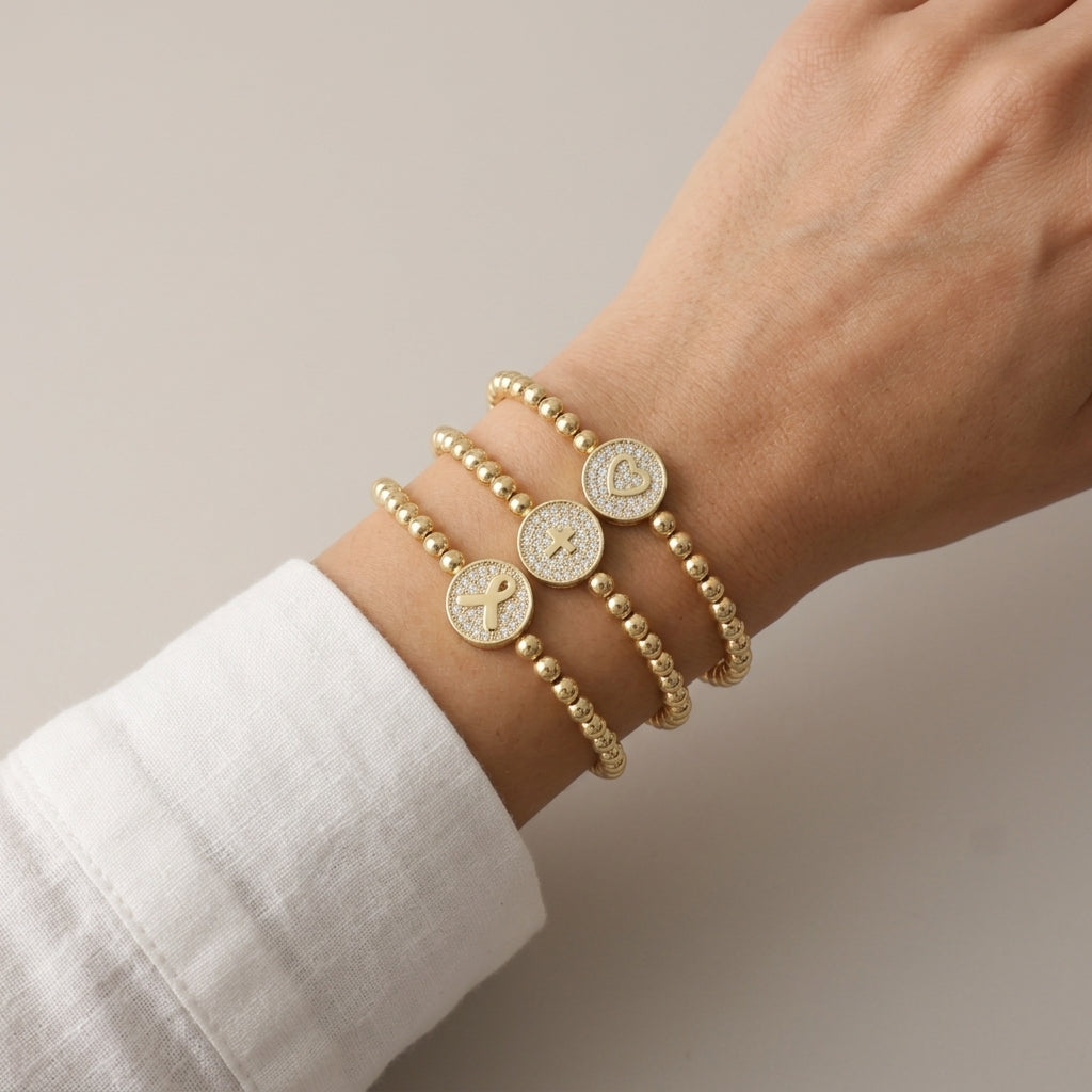 Handmade Customizable Brass Beads Bracelet With Brass Charms