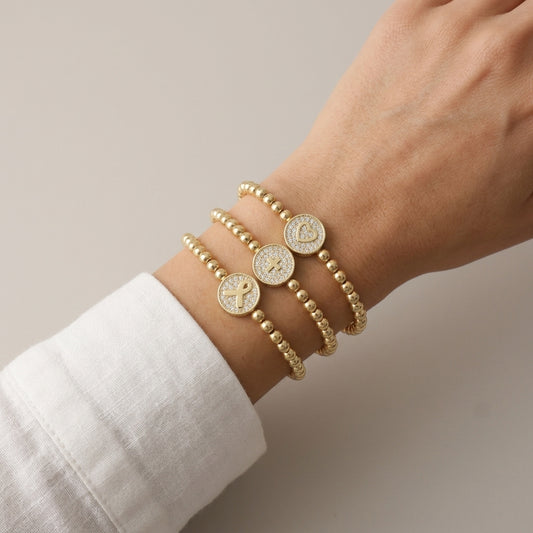 Handmade Customizable Brass Beads Bracelet With Brass Charms
