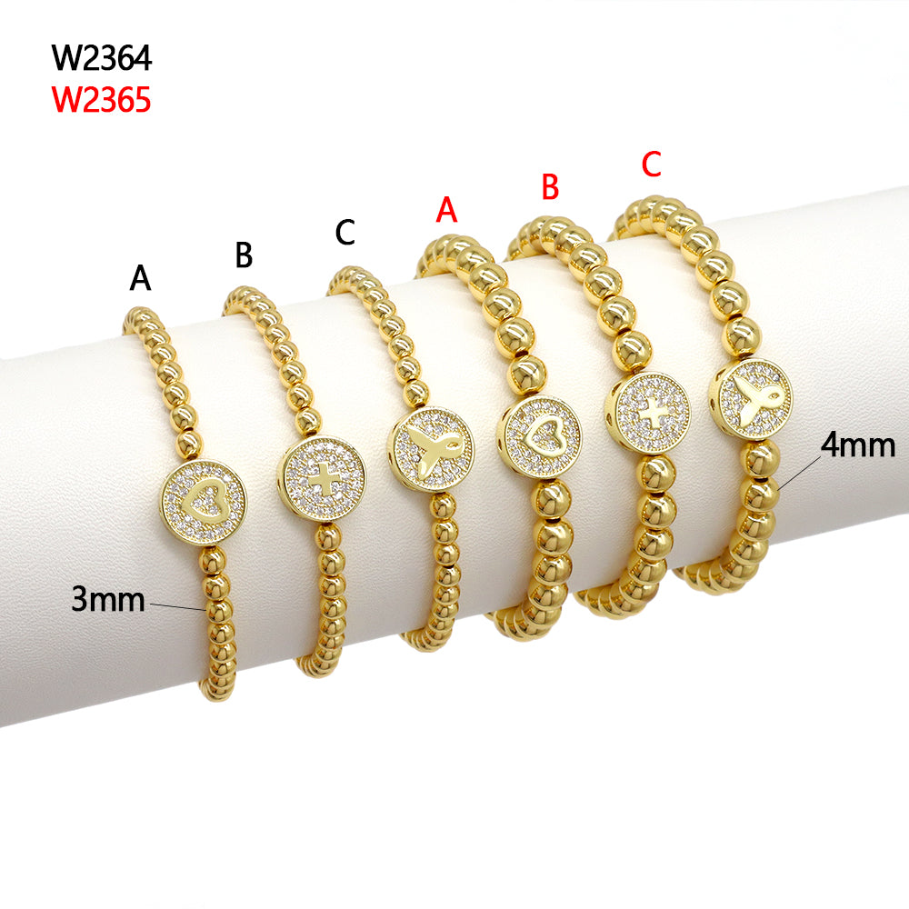 Handmade Customizable Brass Beads Bracelet With Brass Charms