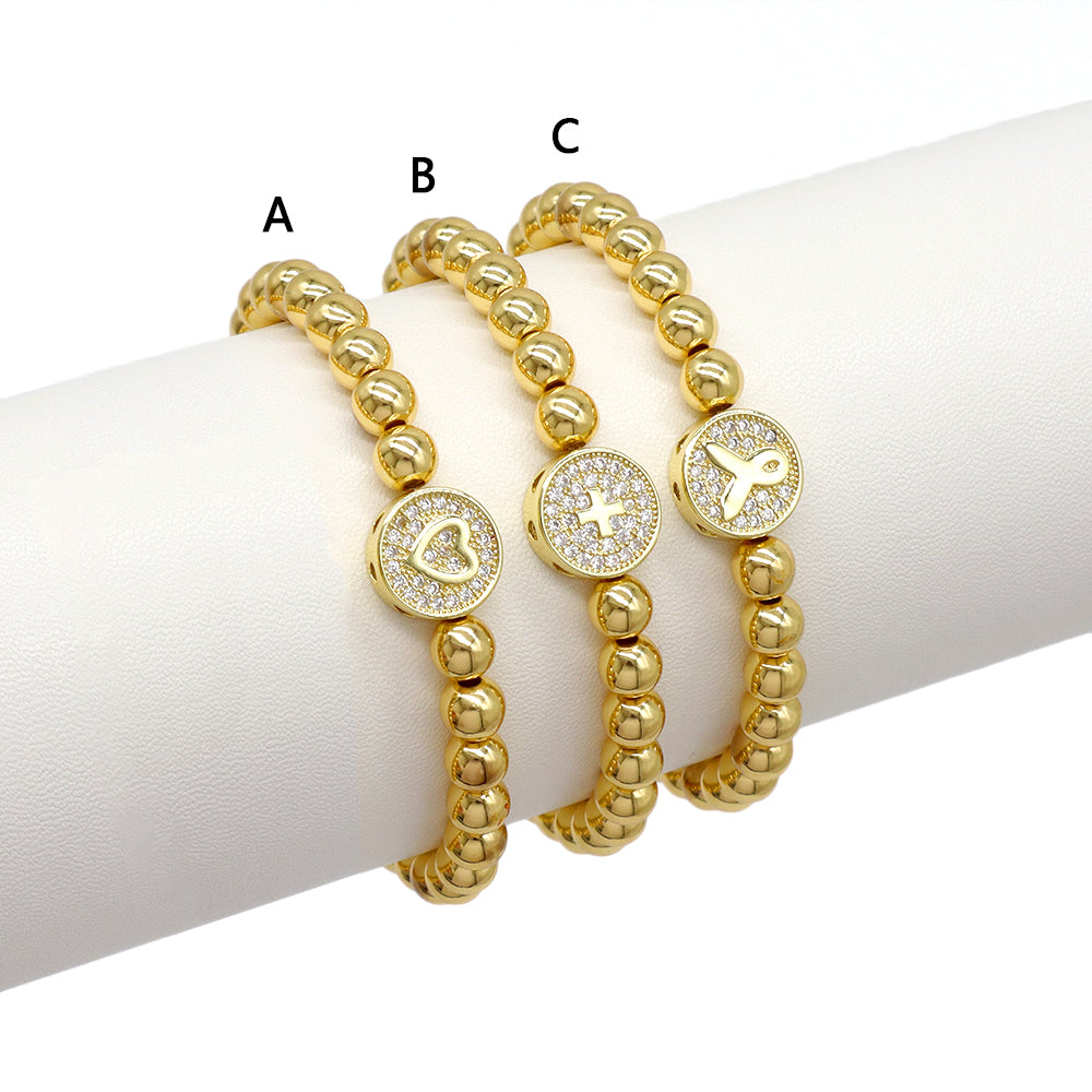 Handmade Customizable Brass Beads Bracelet With Brass Charms