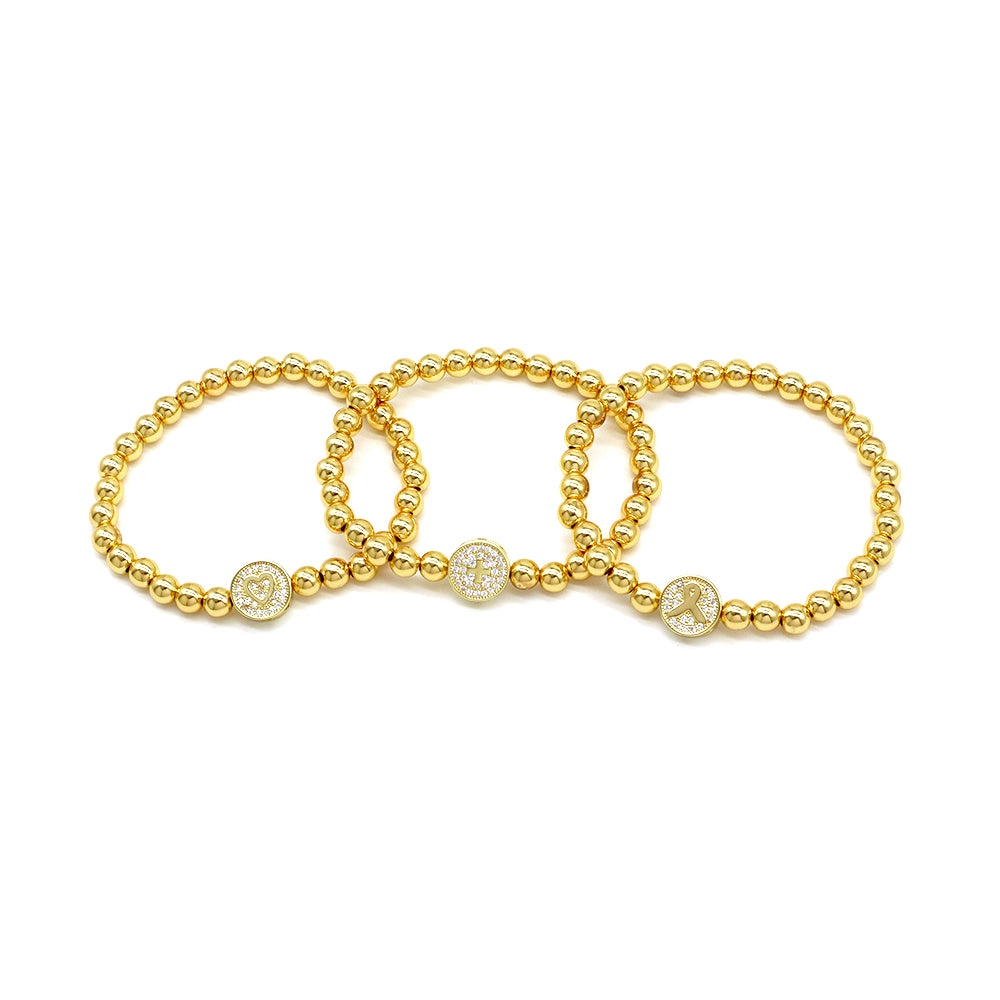 Handmade Customizable Brass Beads Bracelet With Brass Charms