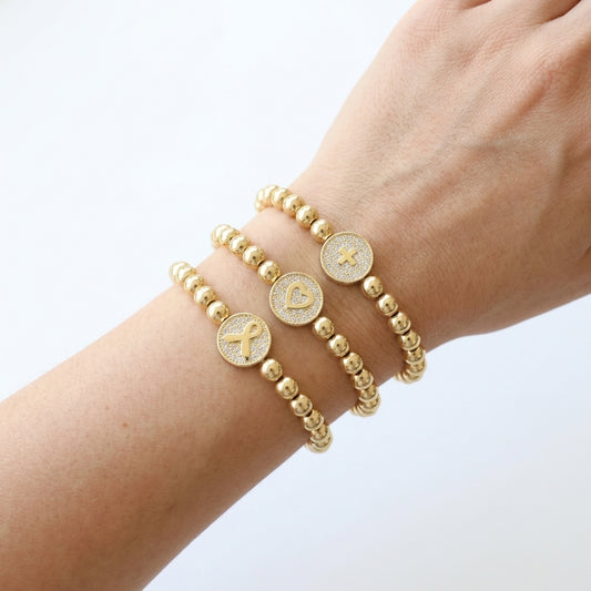 Handmade Customizable Brass Beads Bracelet With Brass Charms