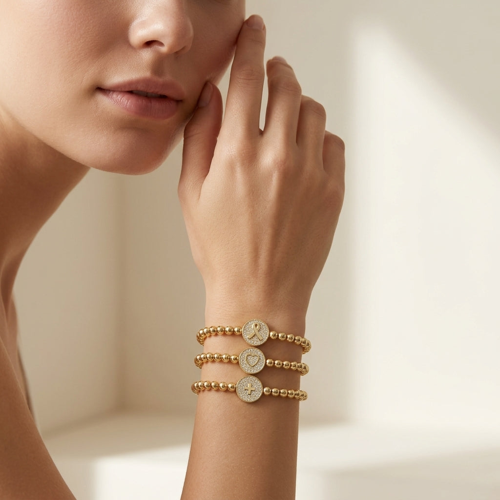 Handmade Customizable Brass Beads Bracelet With Brass Charms