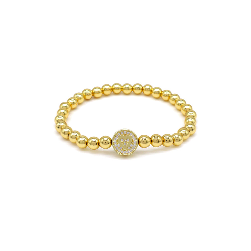 Handmade Customizable Brass Beads Bracelet With Brass Charms