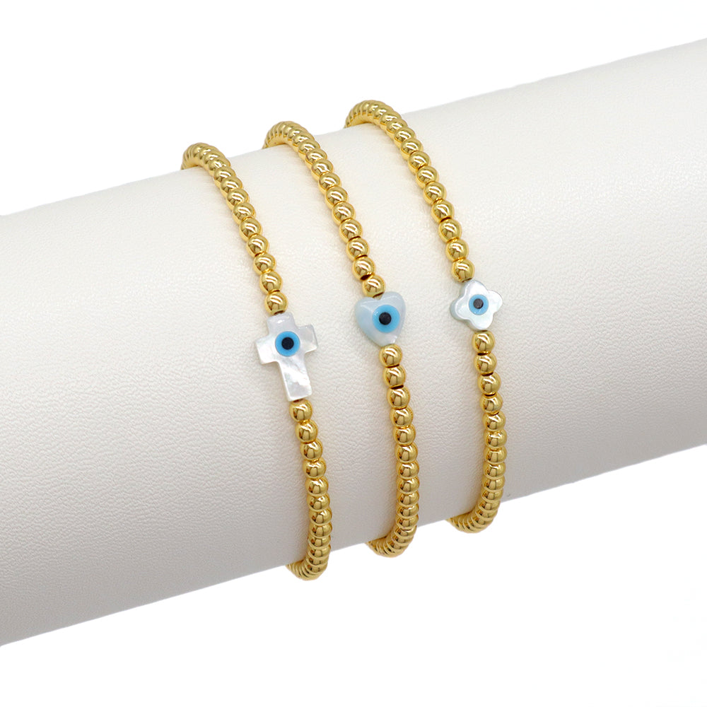 Handmade Customizable Brass Bracelet With Shell Charm