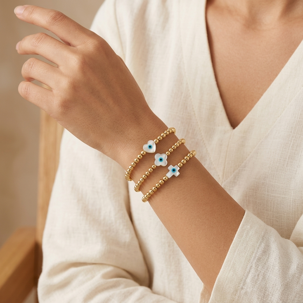 Handmade Customizable Brass Bracelet With Shell Charm