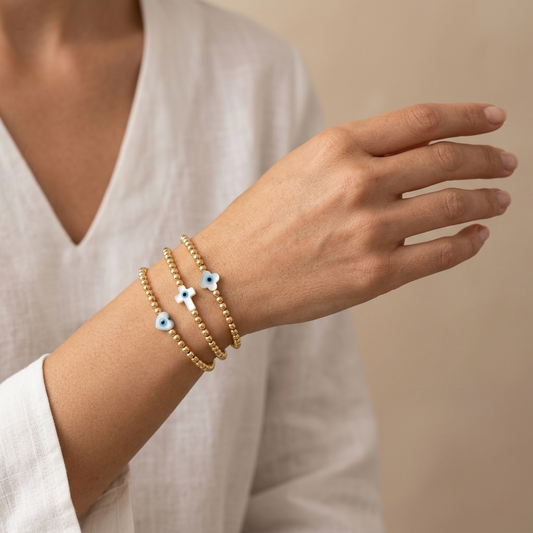 Handmade Customizable Brass Bracelet With Shell Charm