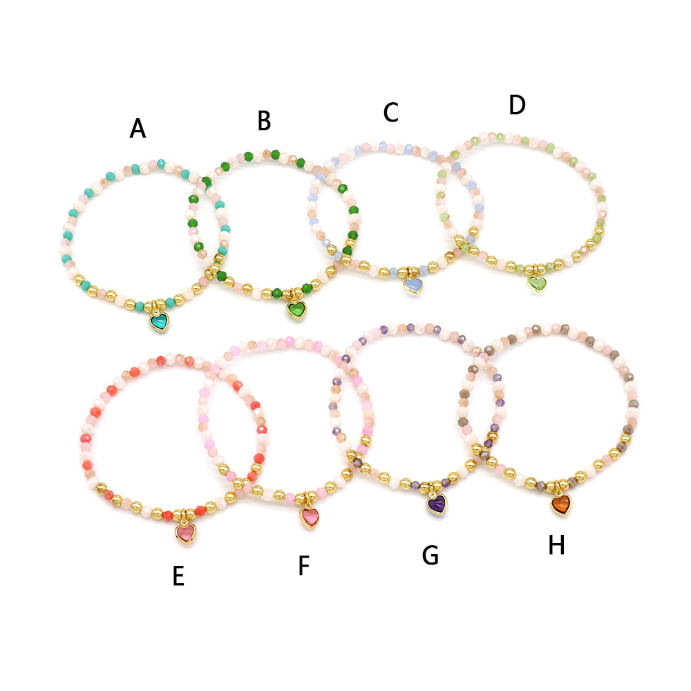 Handmade Customizable Glass Crystal Bracelet With Glass Crystal Charm