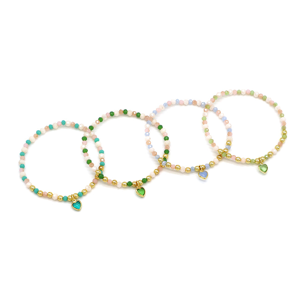 Handmade Customizable Glass Crystal Bracelet With Glass Crystal Charm