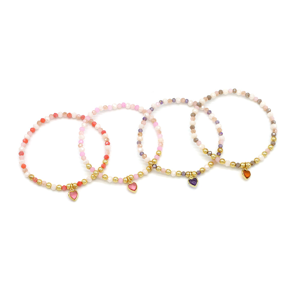 Handmade Customizable Glass Crystal Bracelet With Glass Crystal Charm