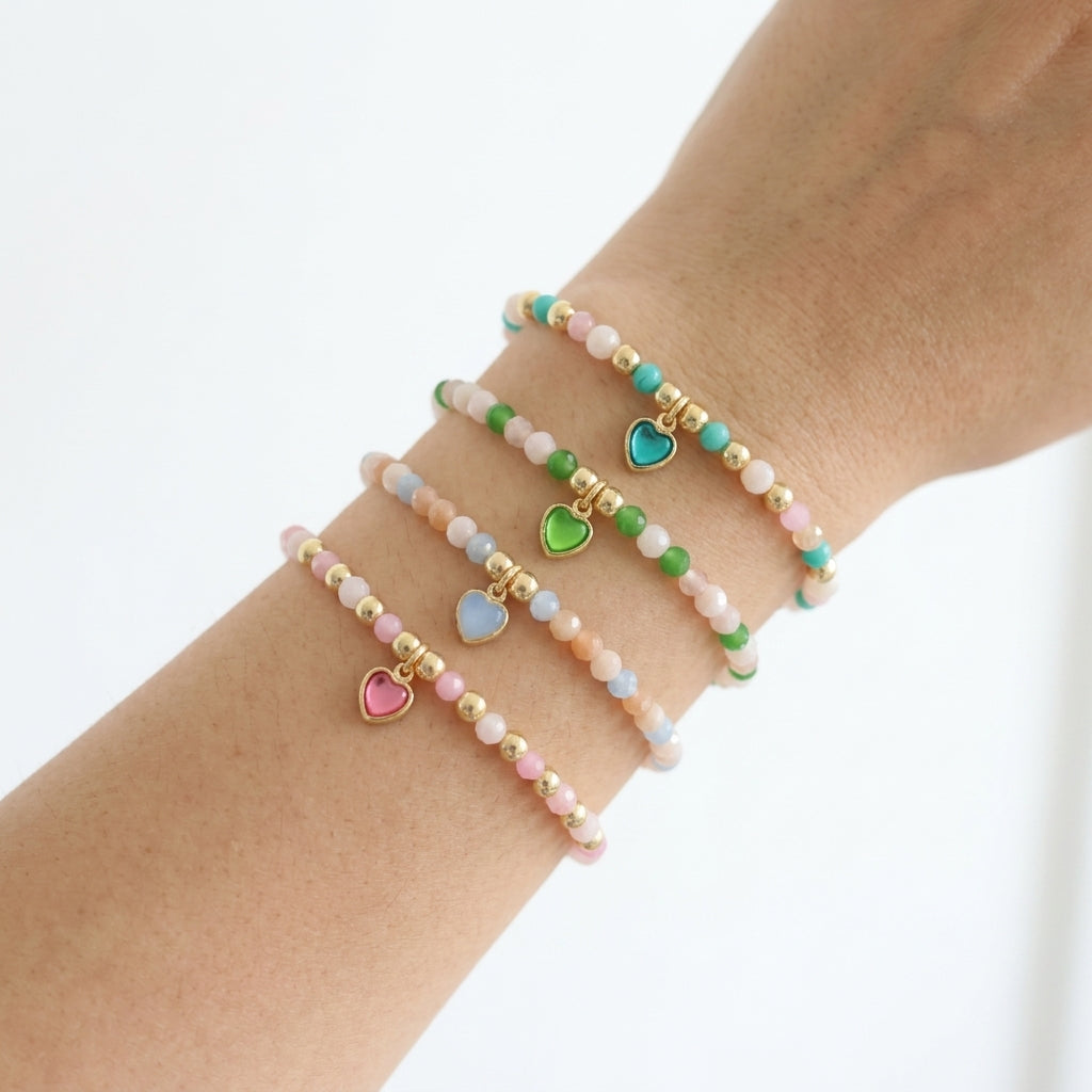 Handmade Customizable Glass Crystal Bracelet With Glass Crystal Charm