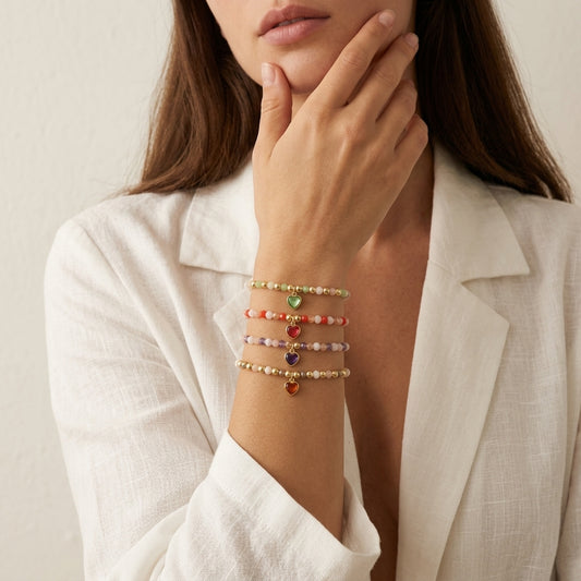 Handmade Customizable Glass Crystal Bracelet With Glass Crystal Charm