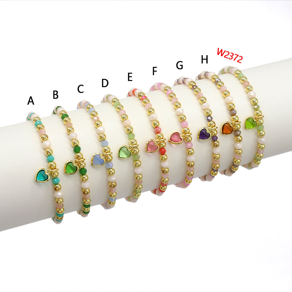 Handmade Customizable Glass Crystal Bracelet With Glass Crystal Charm