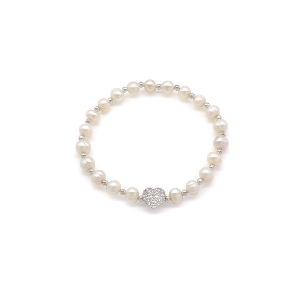 Handmade Customizable Fresh Water Pearl Bracelet With Brass Charm