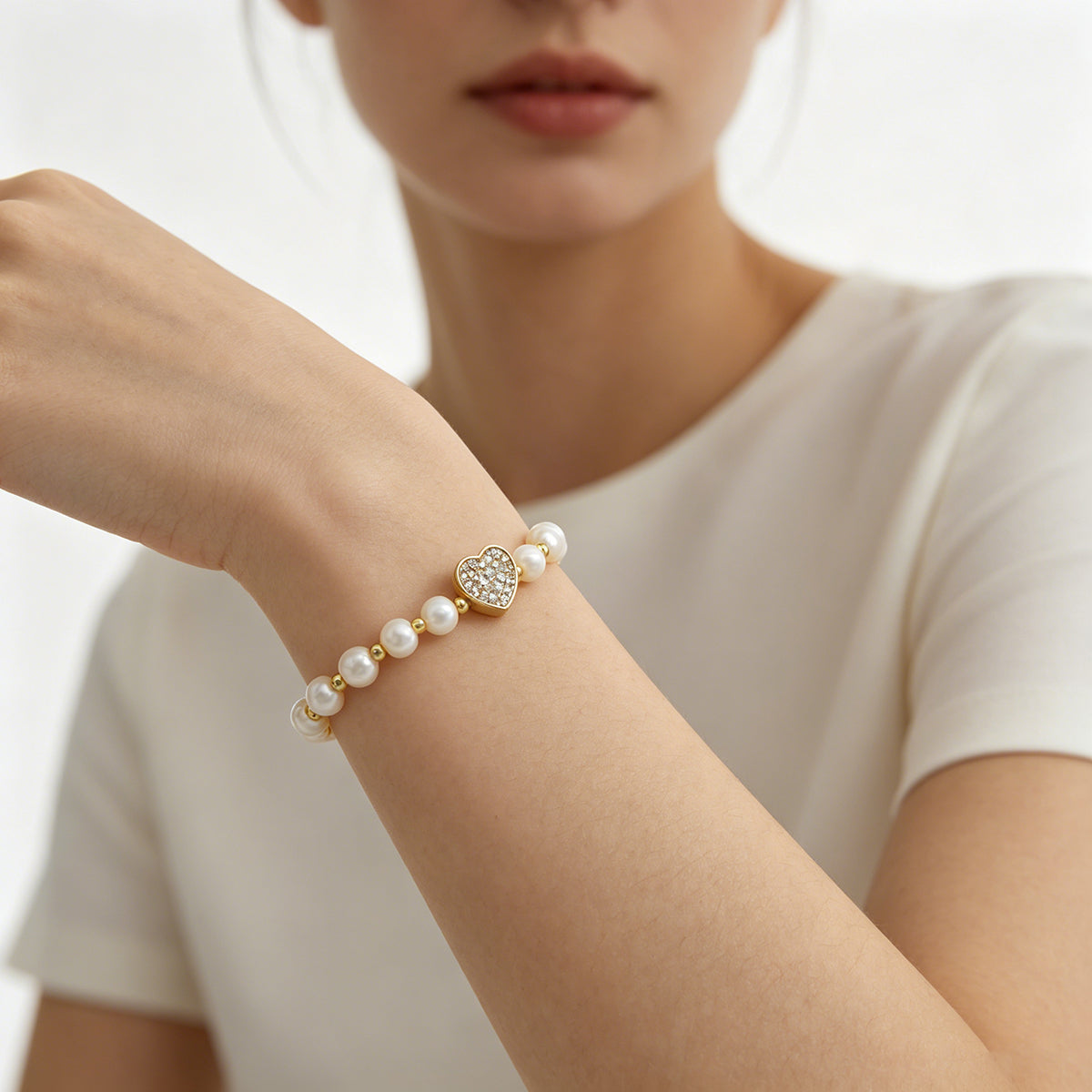 Handmade Customizable Fresh Water Pearl Bracelet With Brass Charm