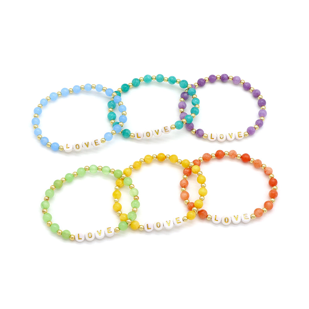Handmade Customizable Natural Stone Beads Bracelet With Plastic Beads