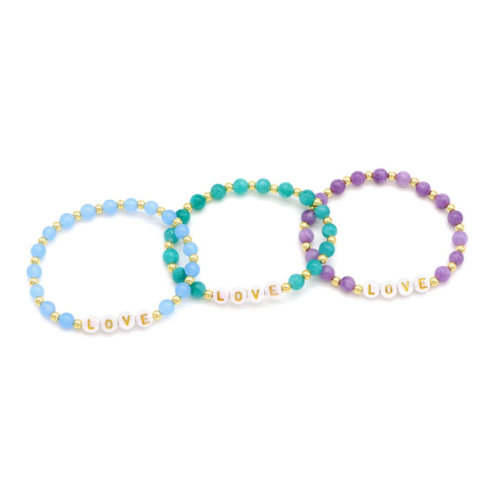 Handmade Customizable Natural Stone Beads Bracelet With Plastic Beads