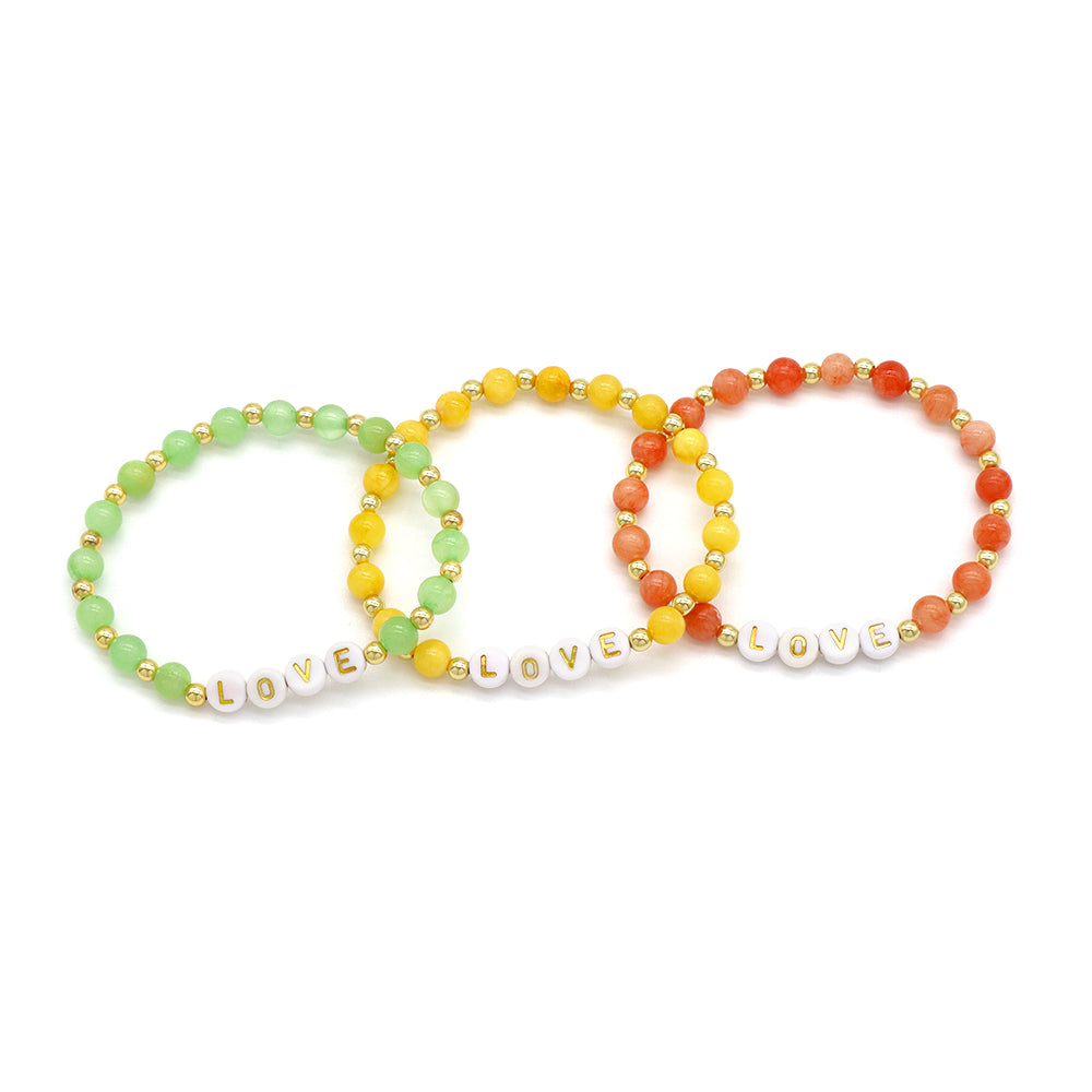 Handmade Customizable Natural Stone Beads Bracelet With Plastic Beads