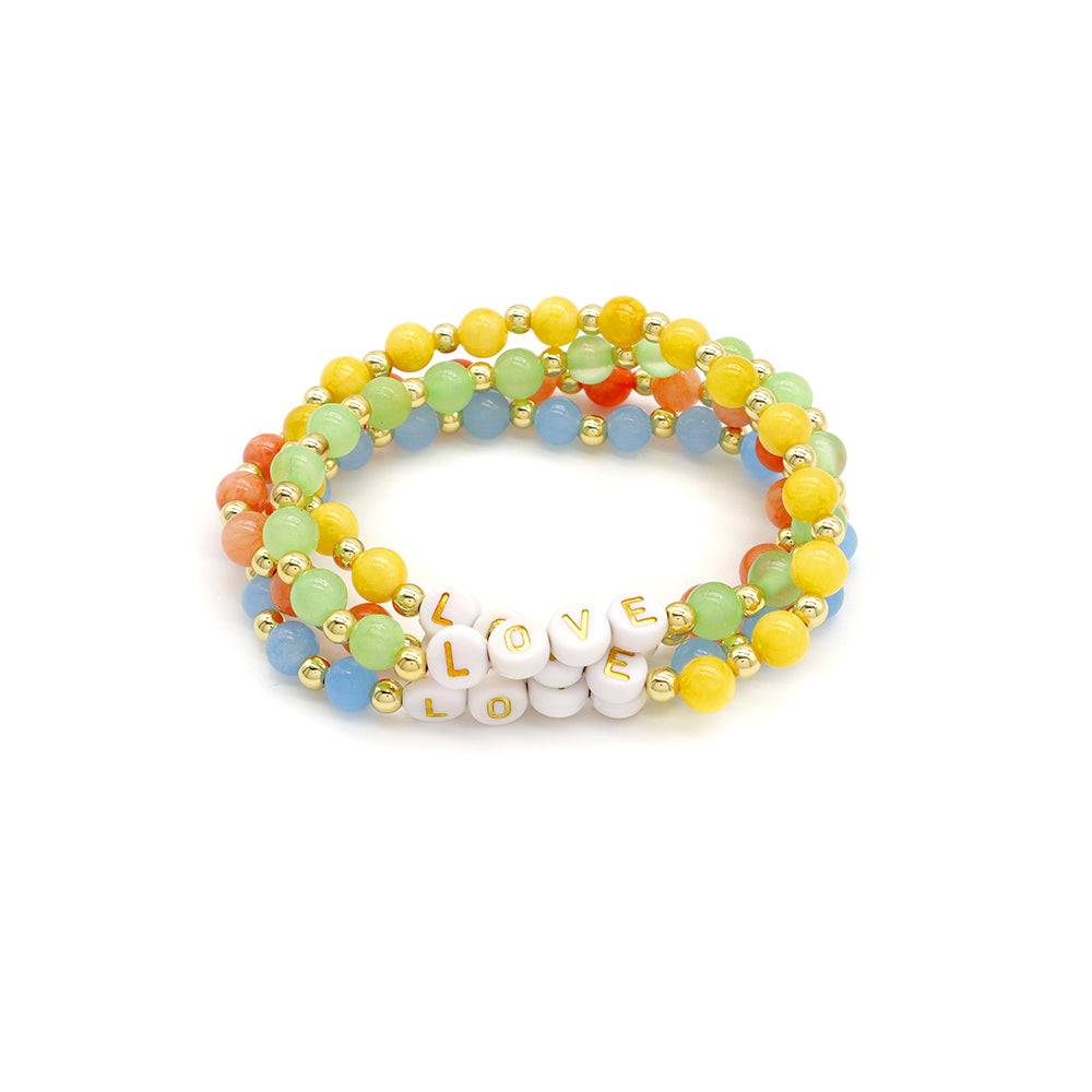 Handmade Customizable Natural Stone Beads Bracelet With Plastic Beads