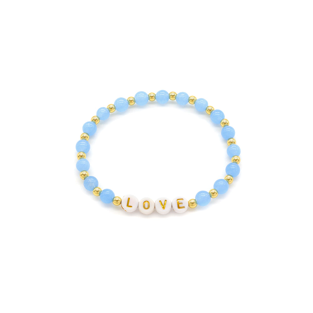 Handmade Customizable Natural Stone Beads Bracelet With Plastic Beads