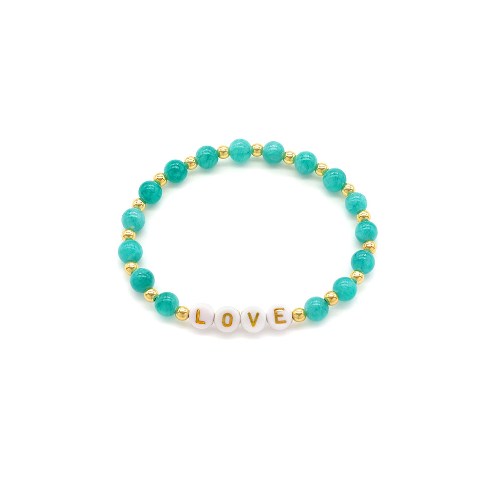 Handmade Customizable Natural Stone Beads Bracelet With Plastic Beads