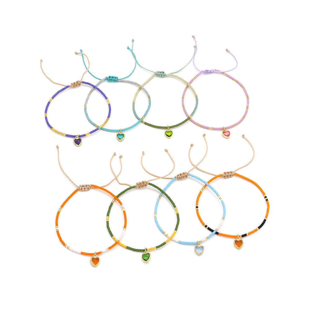 Handmade Customizable Miyuki Beads Bracelet With Glass Crystal Charm