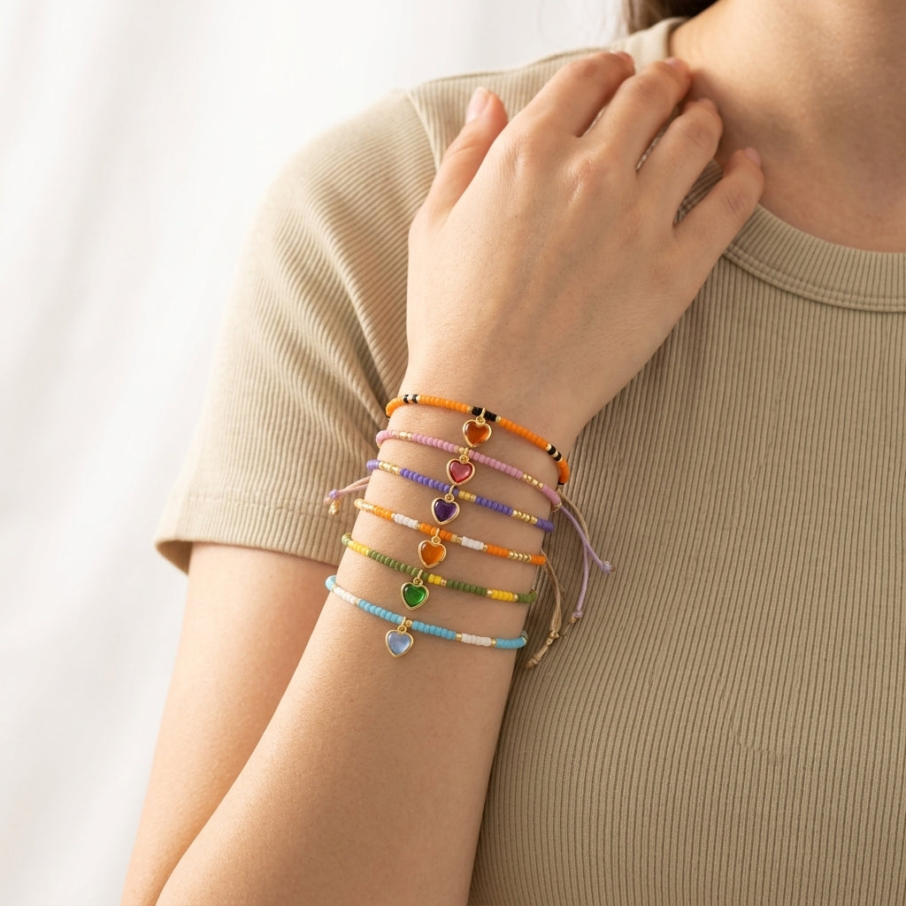 Handmade Customizable Miyuki Beads Bracelet With Glass Crystal Charm