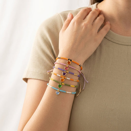 Handmade Customizable Miyuki Beads Bracelet With Glass Crystal Charm