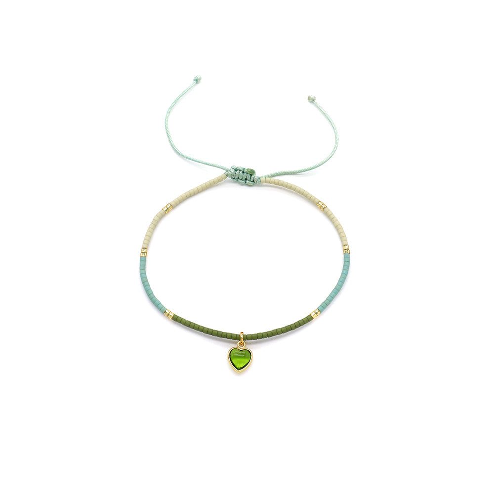 Handmade Customizable Miyuki Beads Bracelet With Glass Crystal Charm
