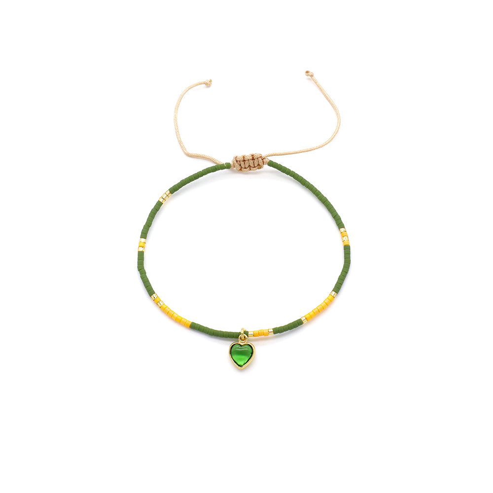 Handmade Customizable Miyuki Beads Bracelet With Glass Crystal Charm