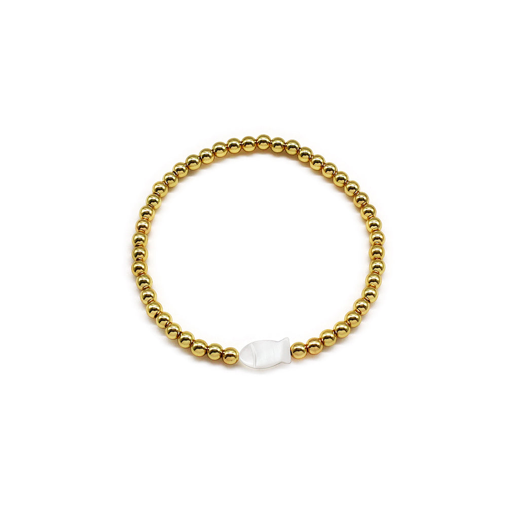 Handmade Customizable Brass Bracelet With Shell Charm