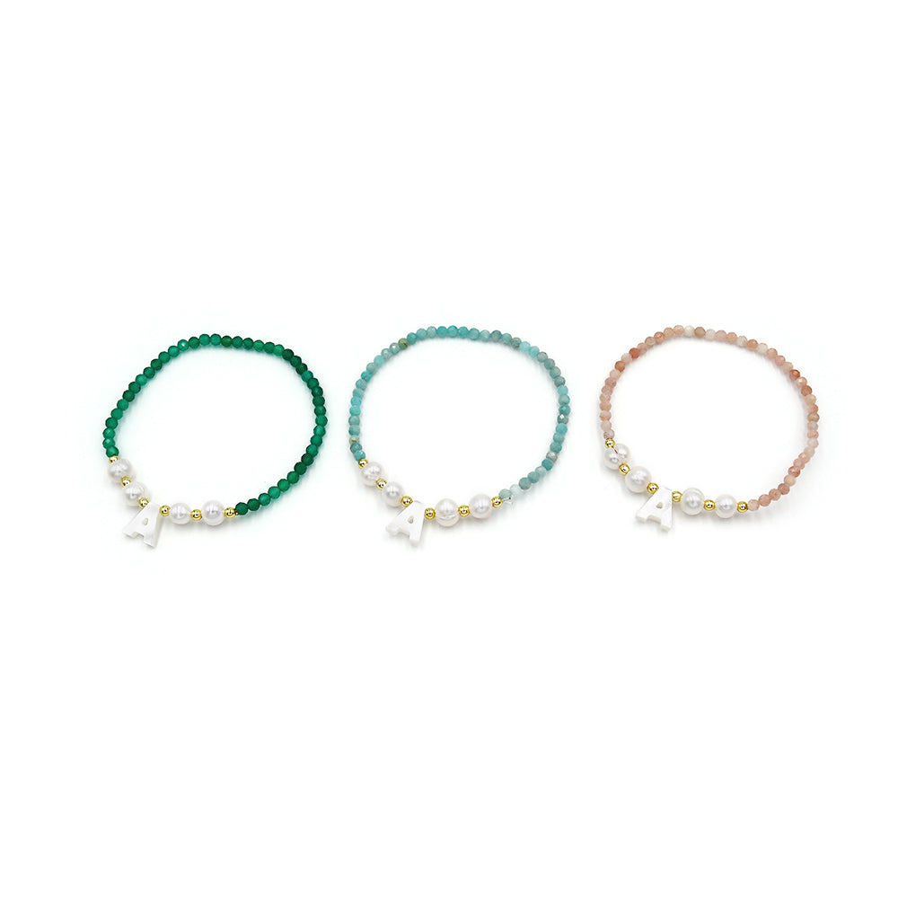Handmade Customizable Natural Stone Beads With Fresh Water Pearl Shell Charm Bracelet and Necklace Jewelry Set