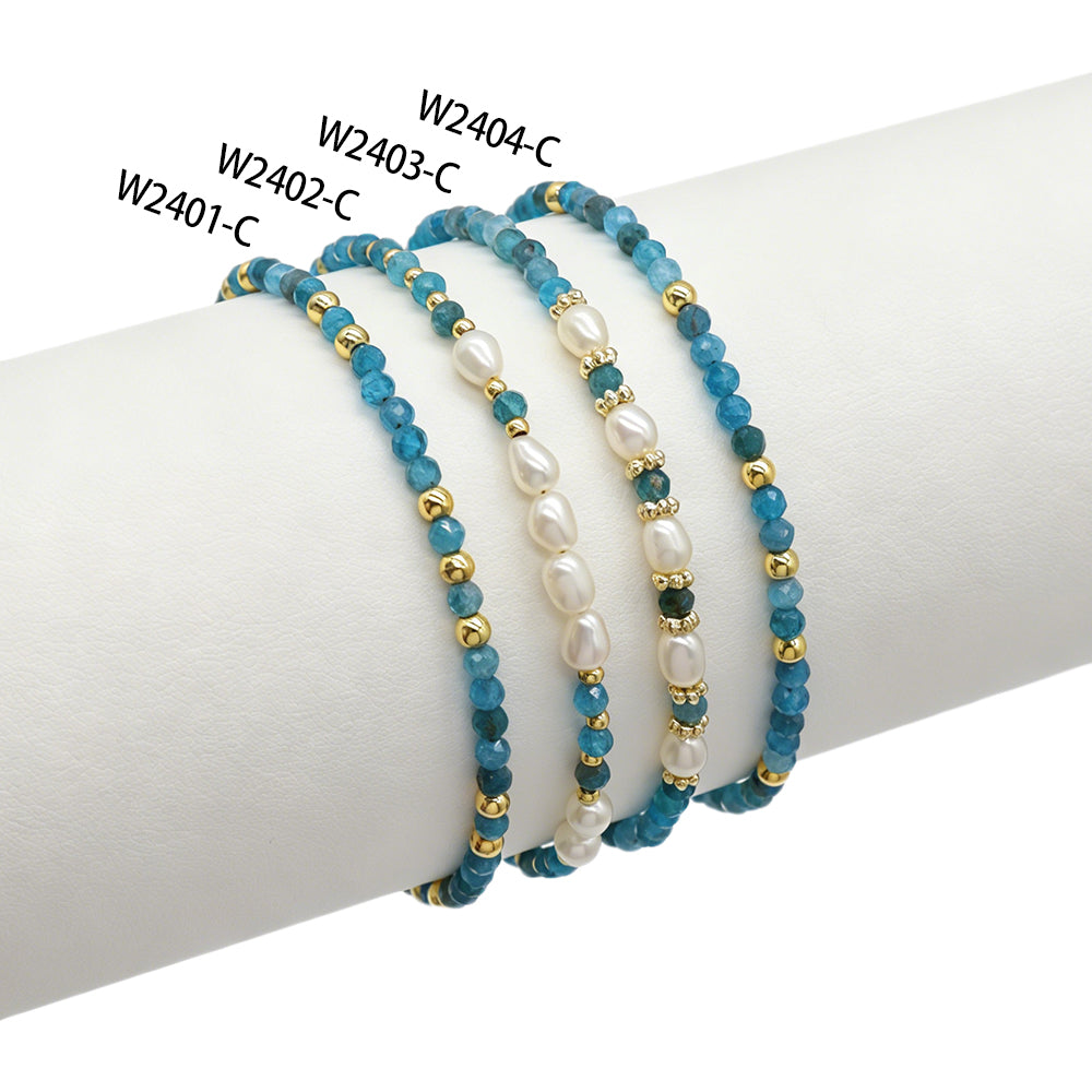 Handmade Customizable Natural Stone Beads Bracelet With Fresh Water Pearl
