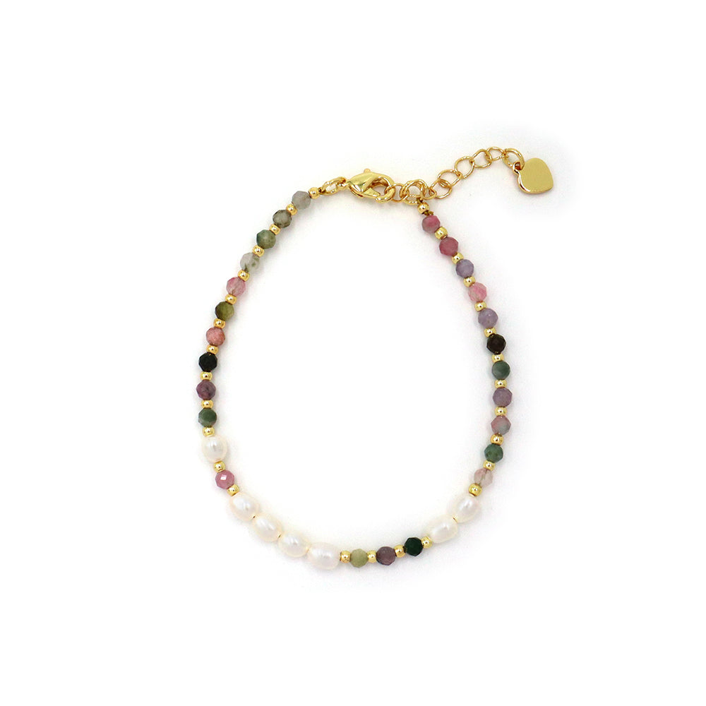 Handmade Customizable Natural Stone Beads Bracelet With Fresh Water Pearl