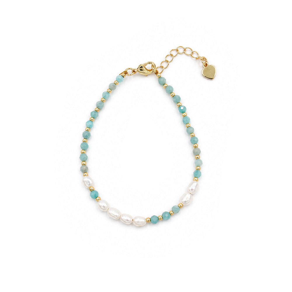 Handmade Customizable Natural Stone Beads Bracelet With Fresh Water Pearl