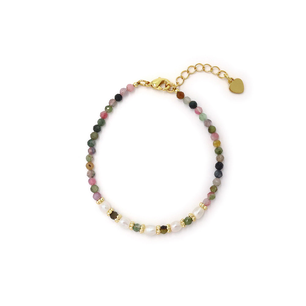 Handmade Customizable Natural Stone Beads Bracelet With Fresh Water Pearl