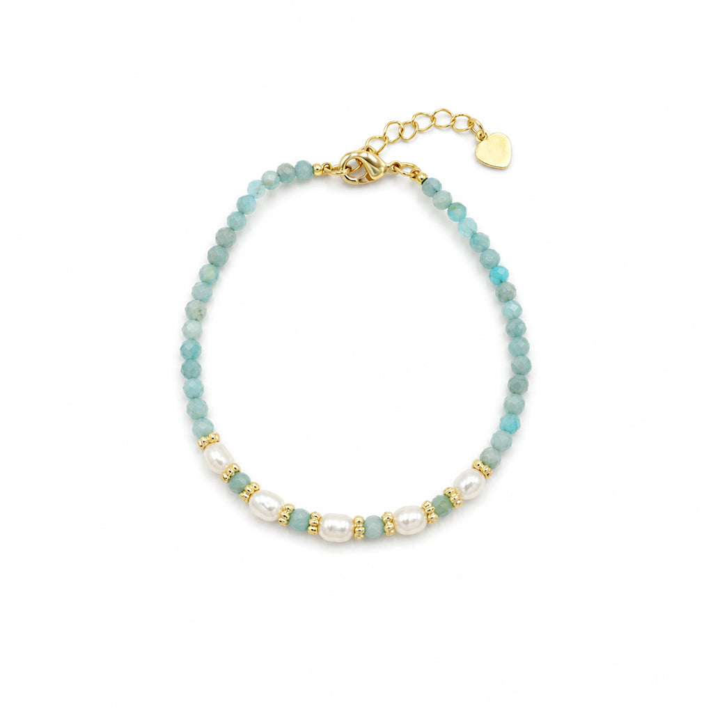 Handmade Customizable Natural Stone Beads Bracelet With Fresh Water Pearl