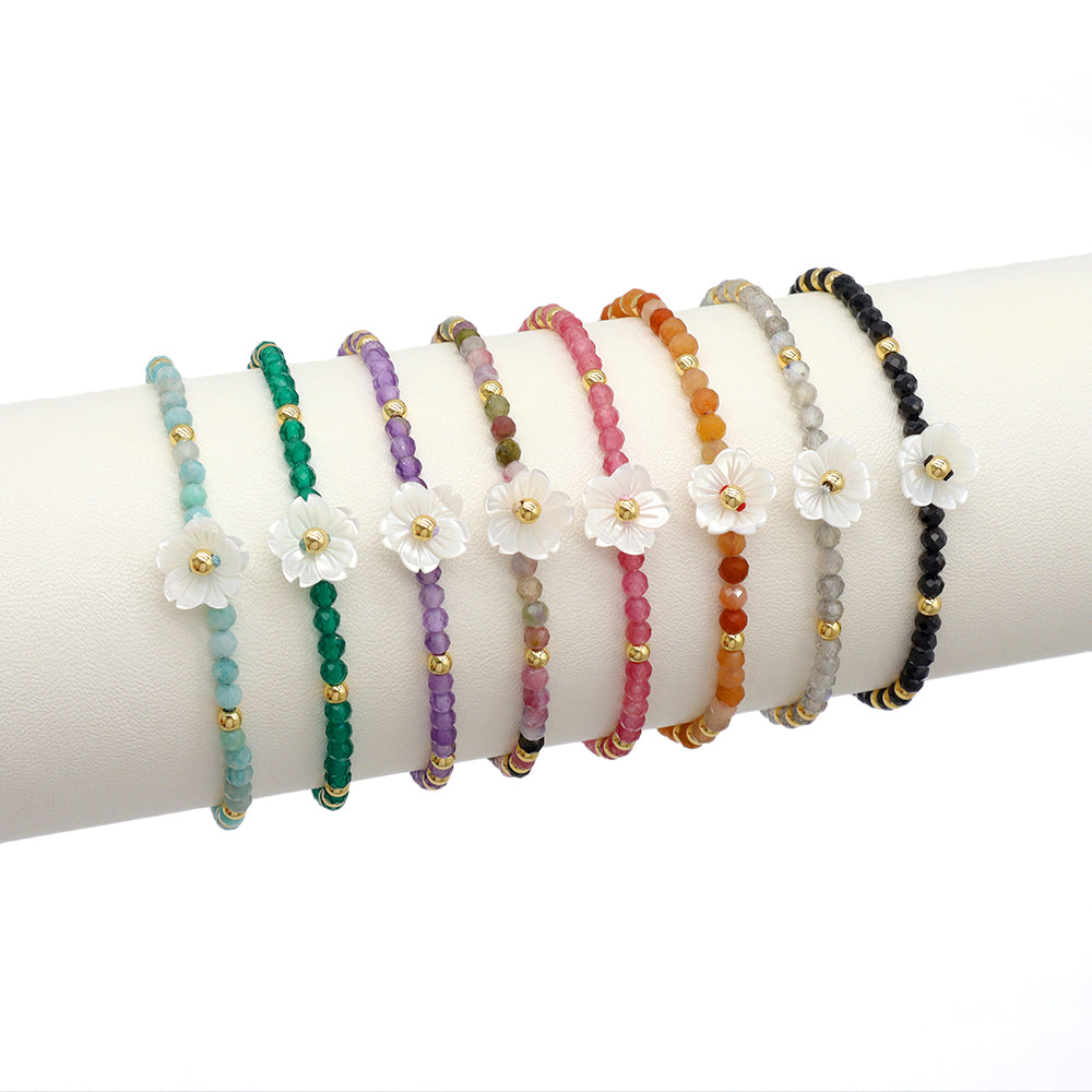 Handmade Customizable Natural Stone Beads Bracelet With Shell Charm
