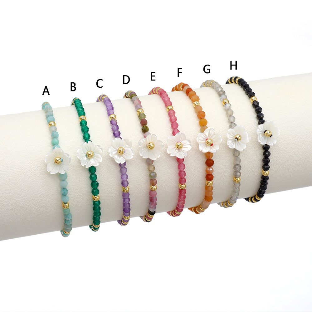 Handmade Customizable Natural Stone Beads Bracelet With Shell Charm