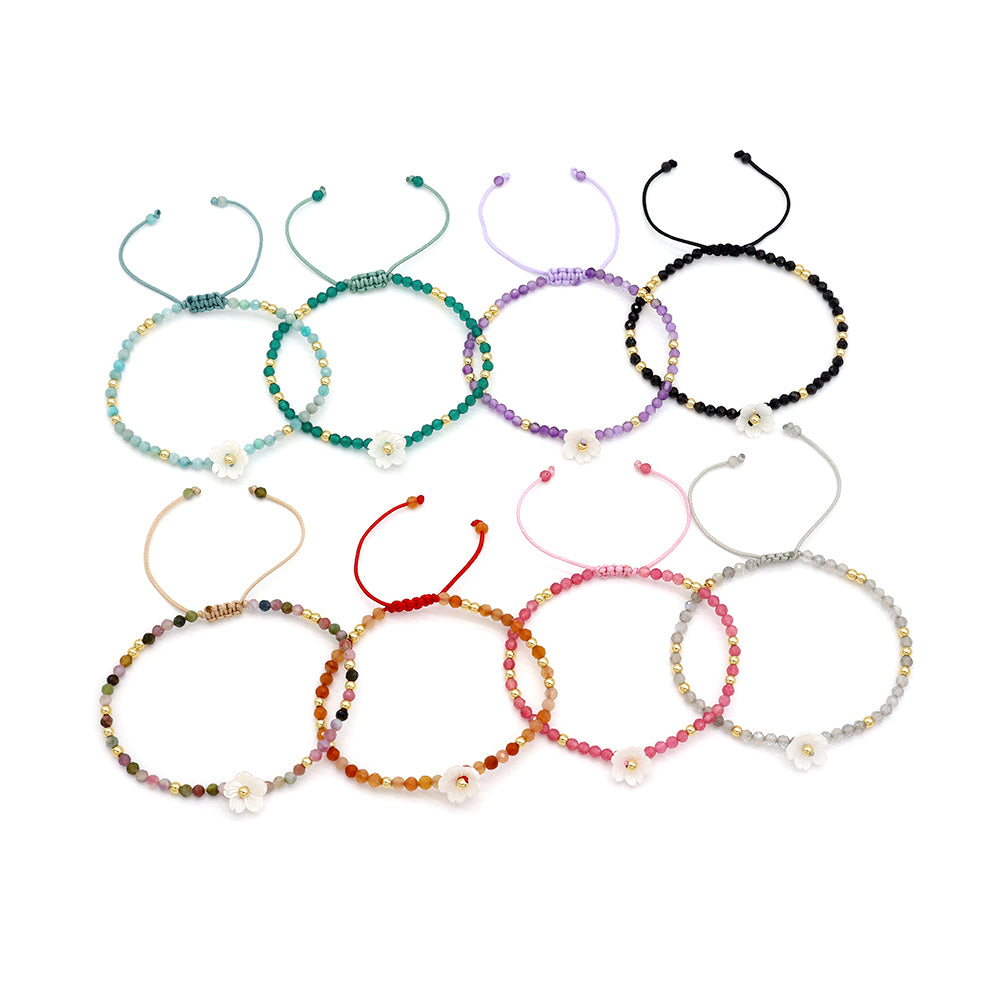 Handmade Customizable Natural Stone Beads Bracelet With Shell Charm