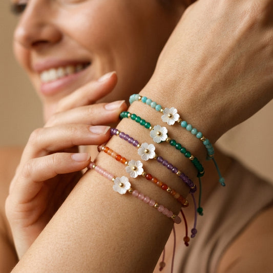 Handmade Customizable Natural Stone Beads Bracelet With Shell Charm