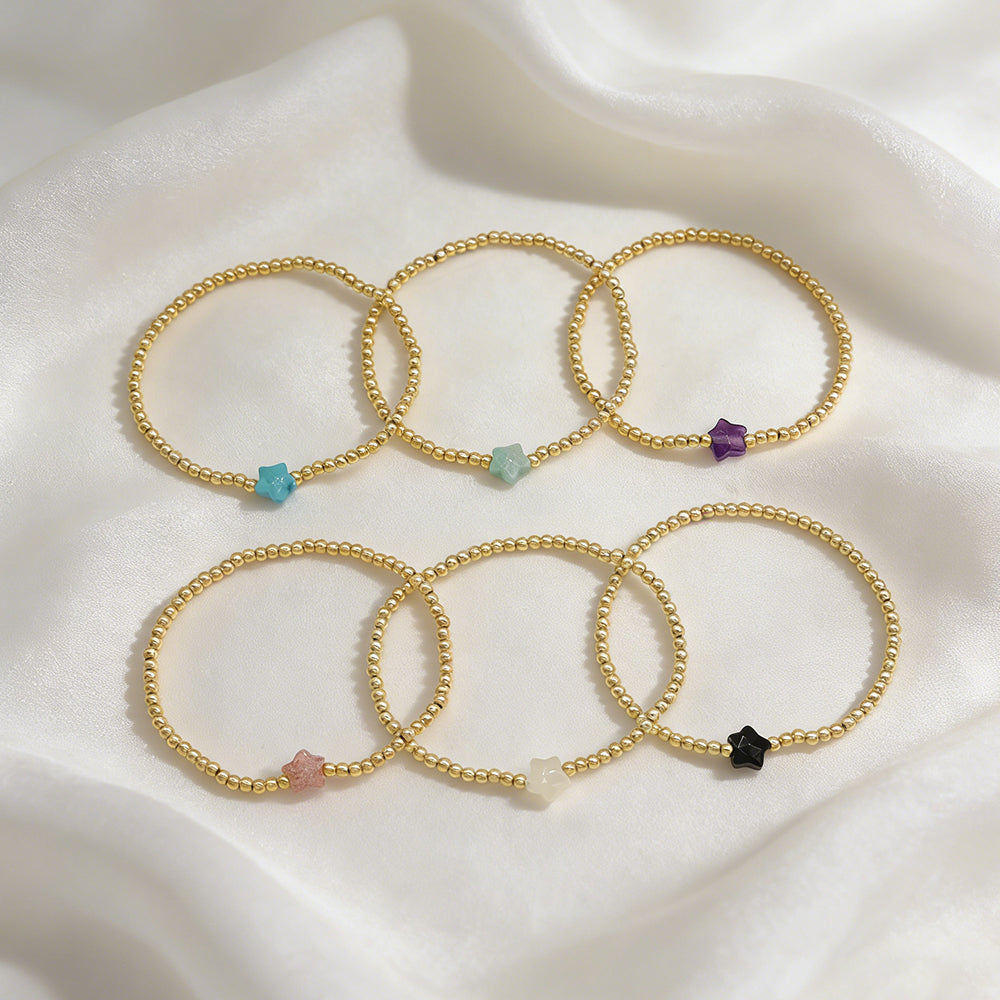 Handmade Customizable Brass Bracelet With Natural Stone Charm