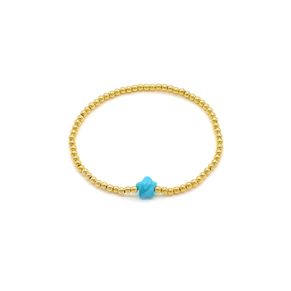 Handmade Customizable Brass Bracelet With Natural Stone Charm