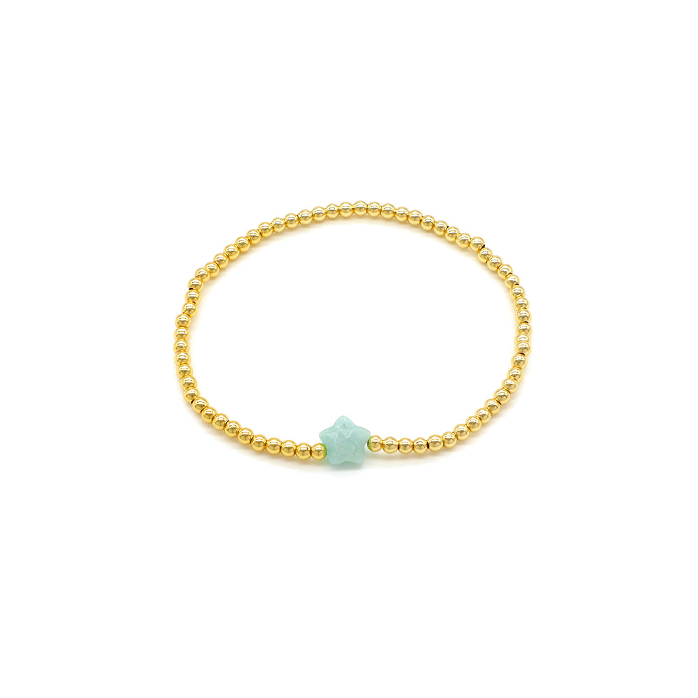 Handmade Customizable Brass Bracelet With Natural Stone Charm